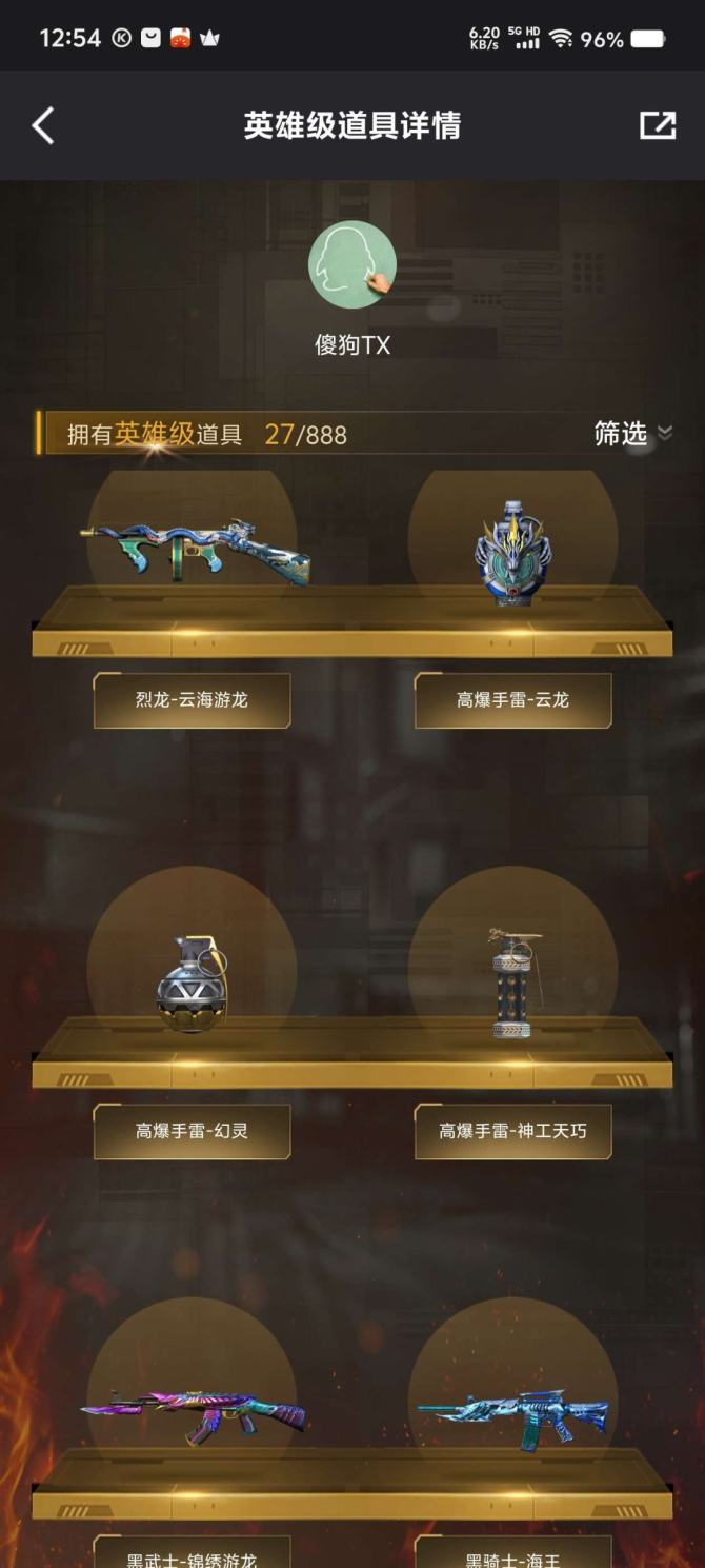 实名: 不可修改 V武器数: 30 炫金武...