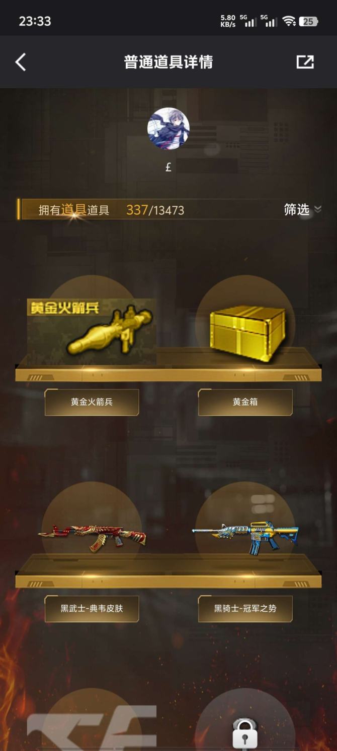 实名: 可修改 V武器数: 46 炫金武器...