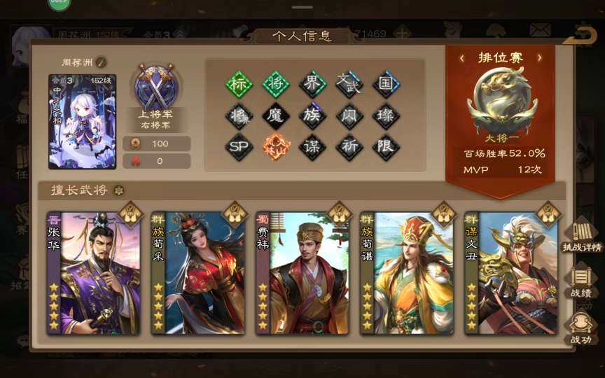 官阶: 上将军 亮点: 费祎族荀谌族荀采族...