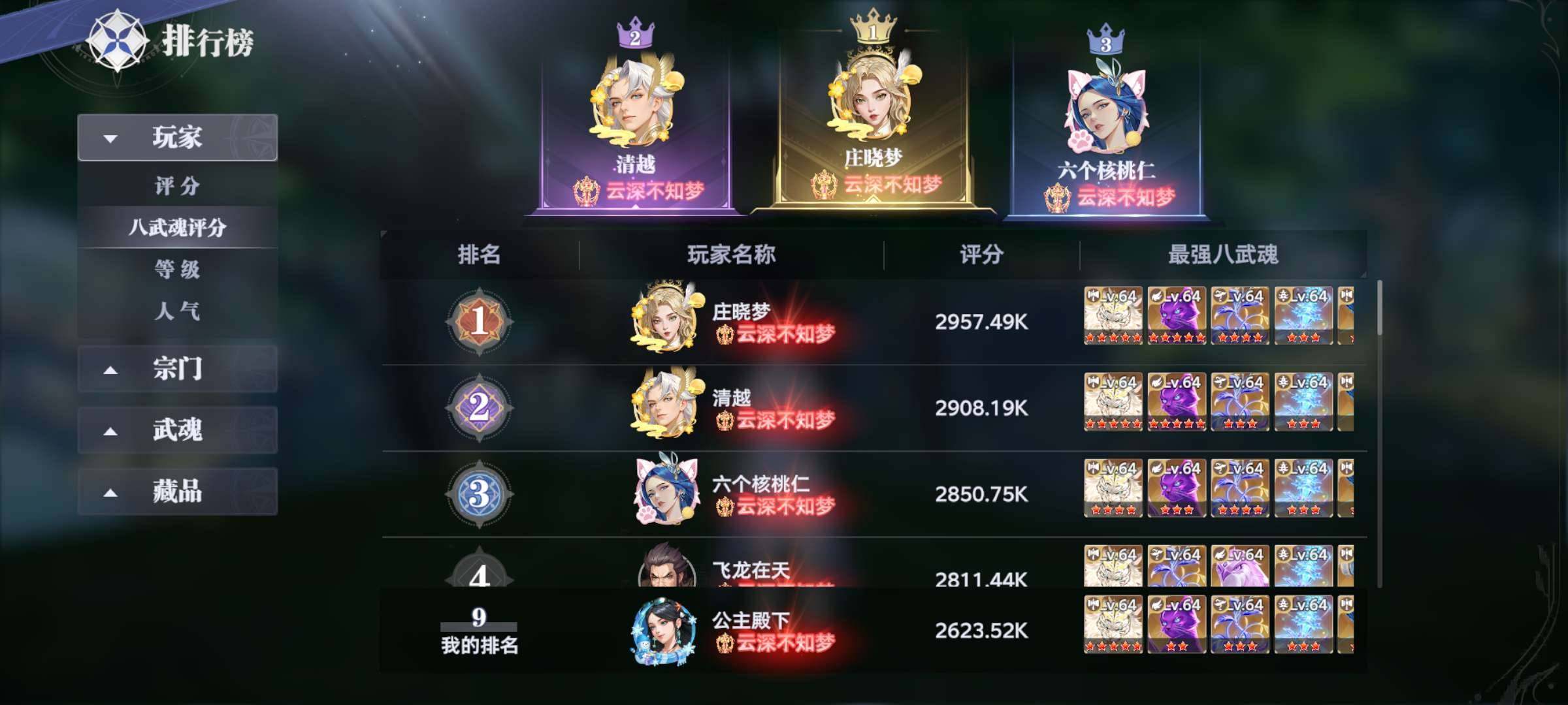 角色等级:64 评分:1800 九宝琉璃塔...