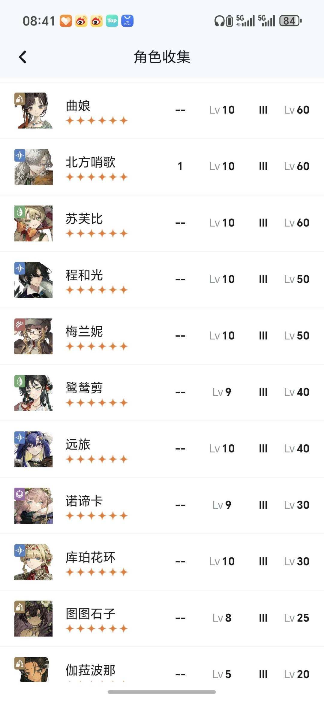 六星角色数:33 五星角色数:28 4塑梁...
