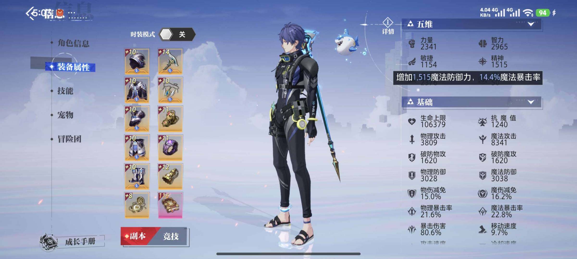 战力:40312 抗魔值:1240 装备评...