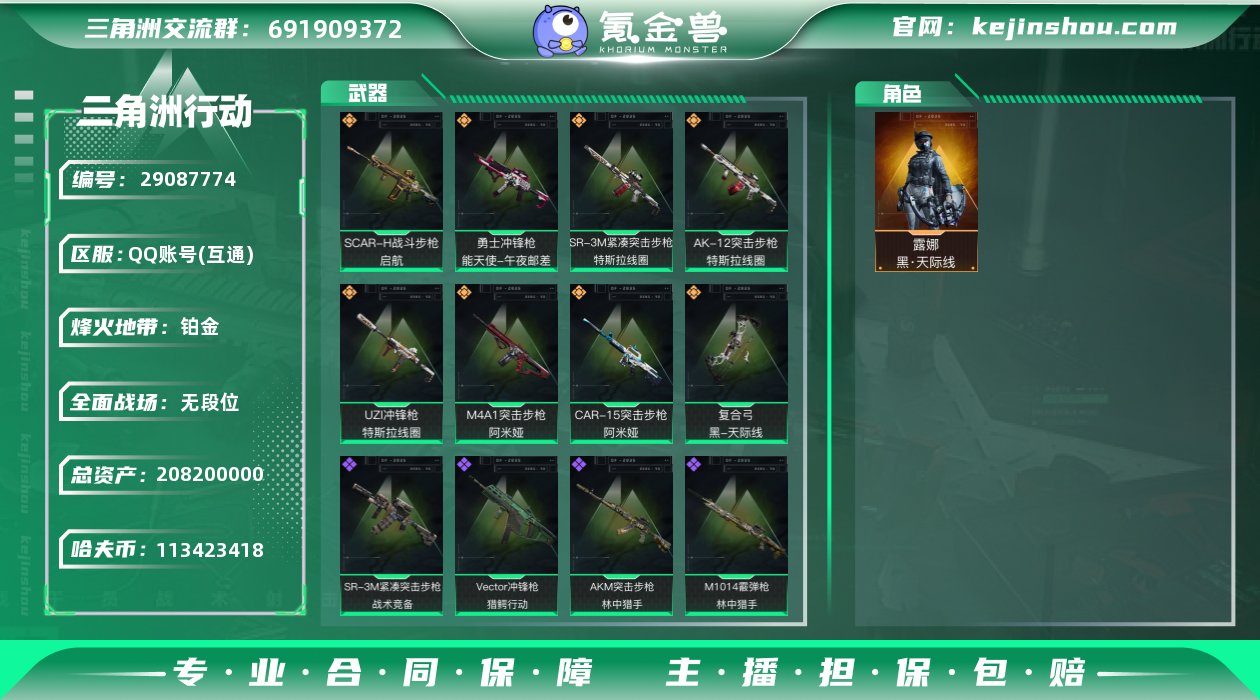 总资产:208200000 哈夫币:113...