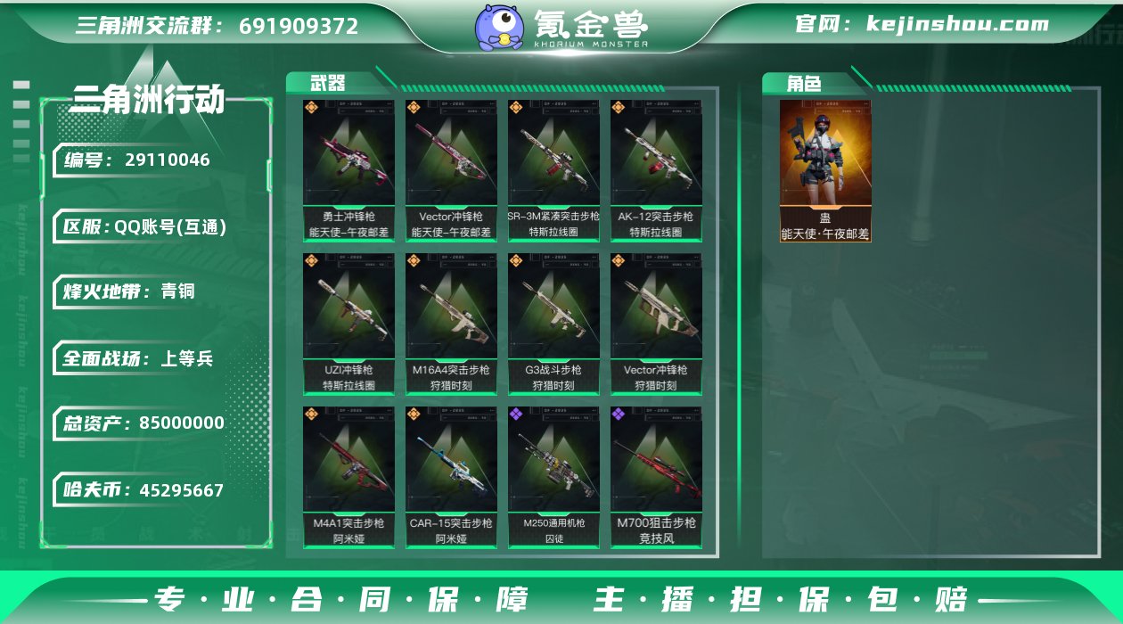 总资产:85000000 哈夫币:4529...