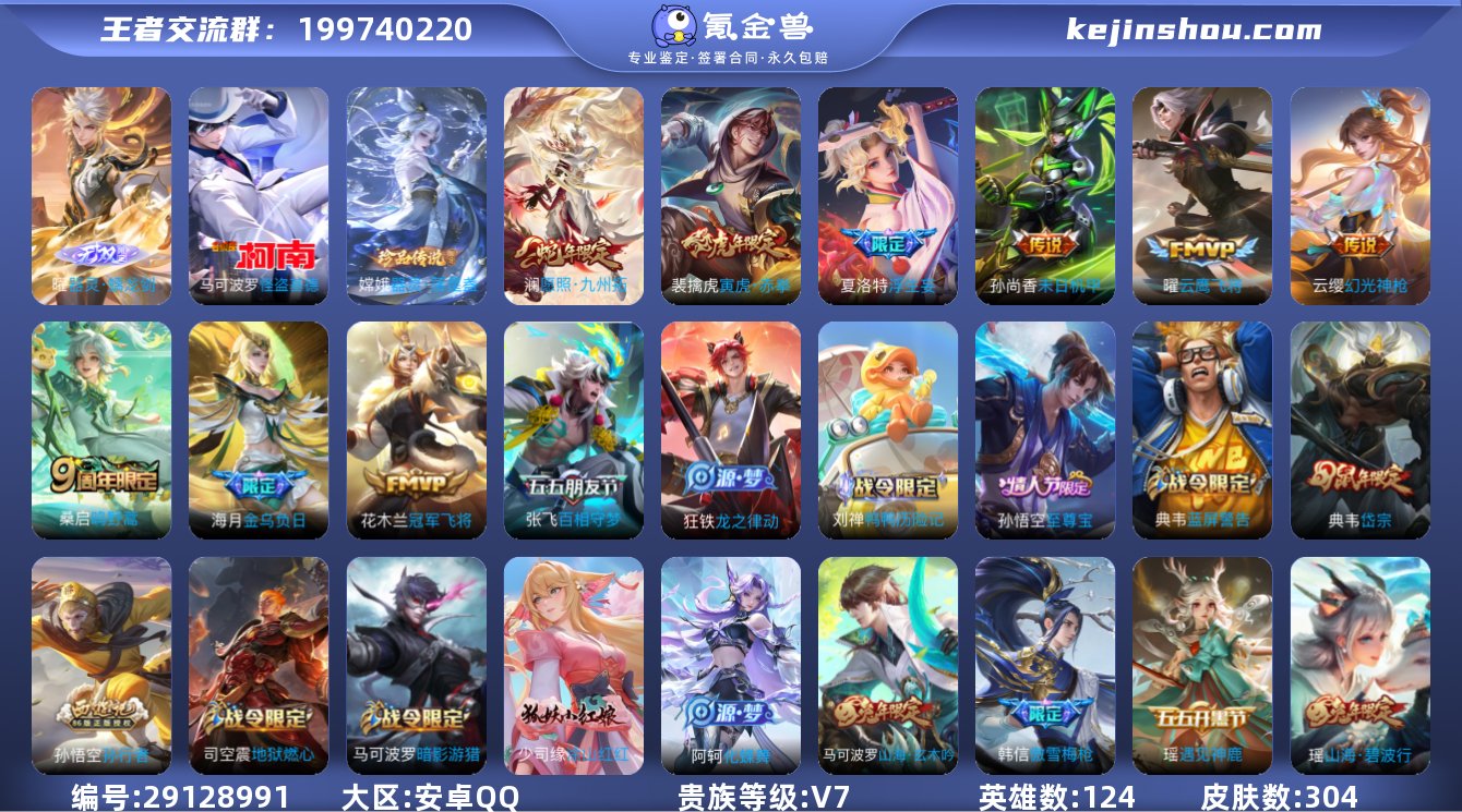 贵族V7 无双1 珍品传说2 传说皮肤10...