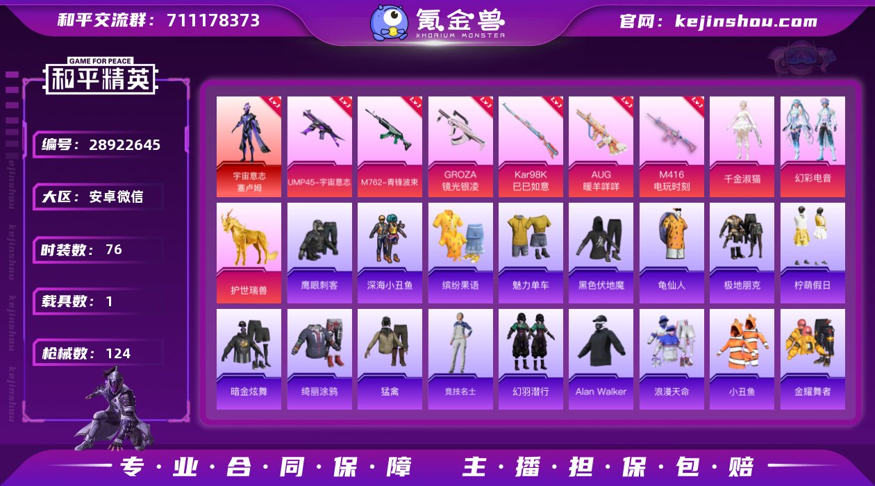 1红装 2粉装 9粉枪 1载具 76套装 ...