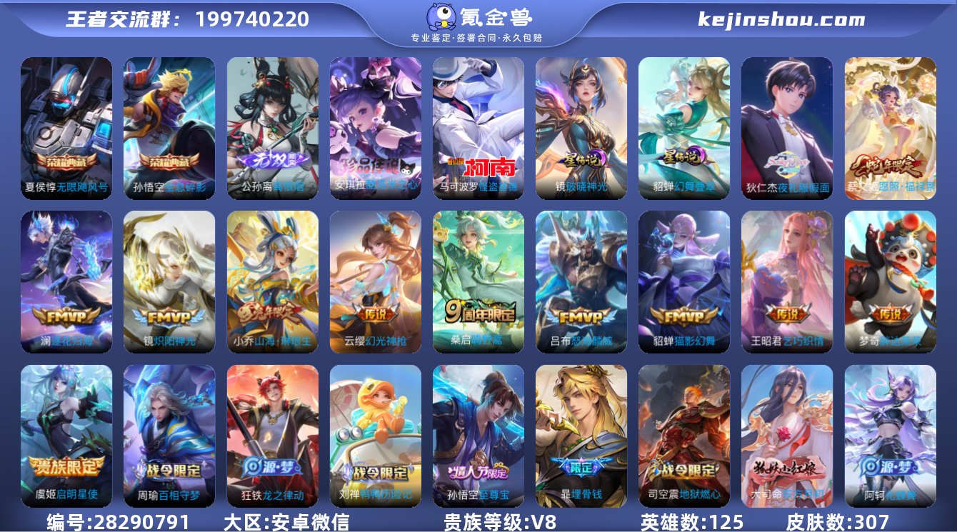 实名:不可修改 英雄数:125 皮肤数:3...