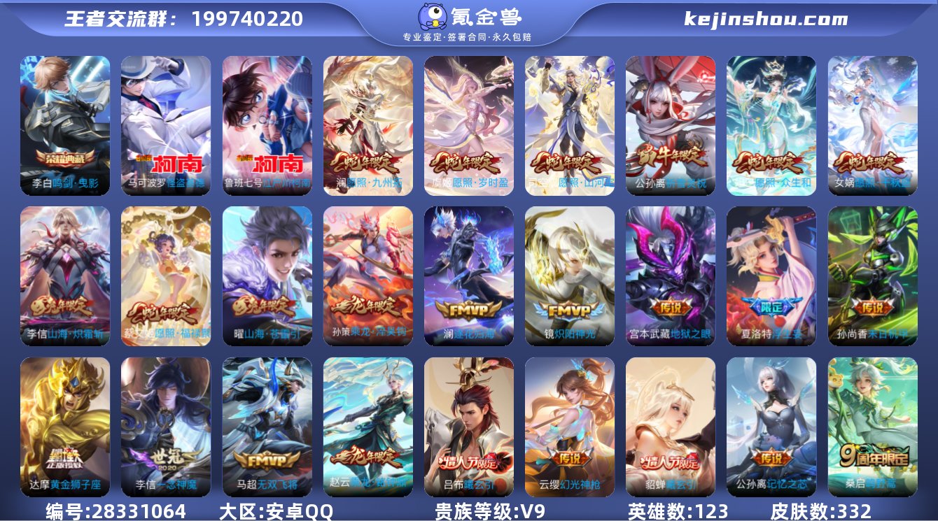 实名:可修改 英雄数:123 皮肤数:33...