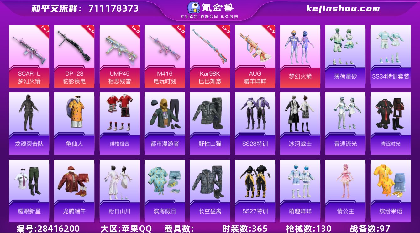 实名:可修改 时装数:365 枪械数:13...