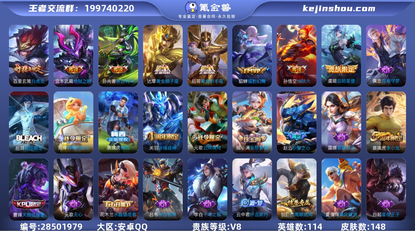 实名:可修改 贵族等级:V8 英雄数:11...