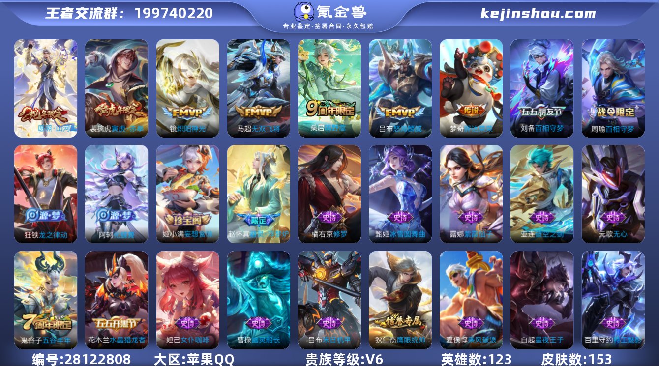 实名:可修改 英雄数:123 皮肤数:15...