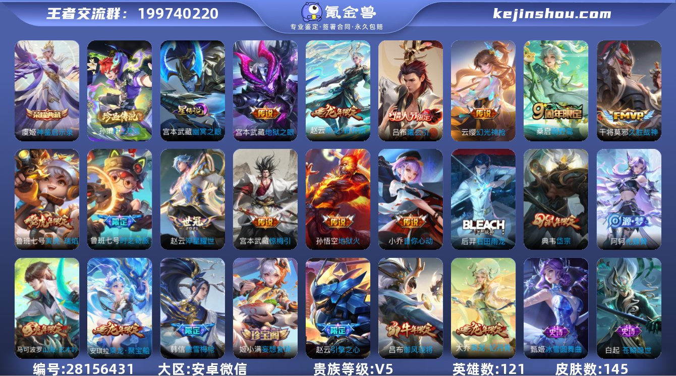 实名:可修改 英雄数:121 皮肤数:14...