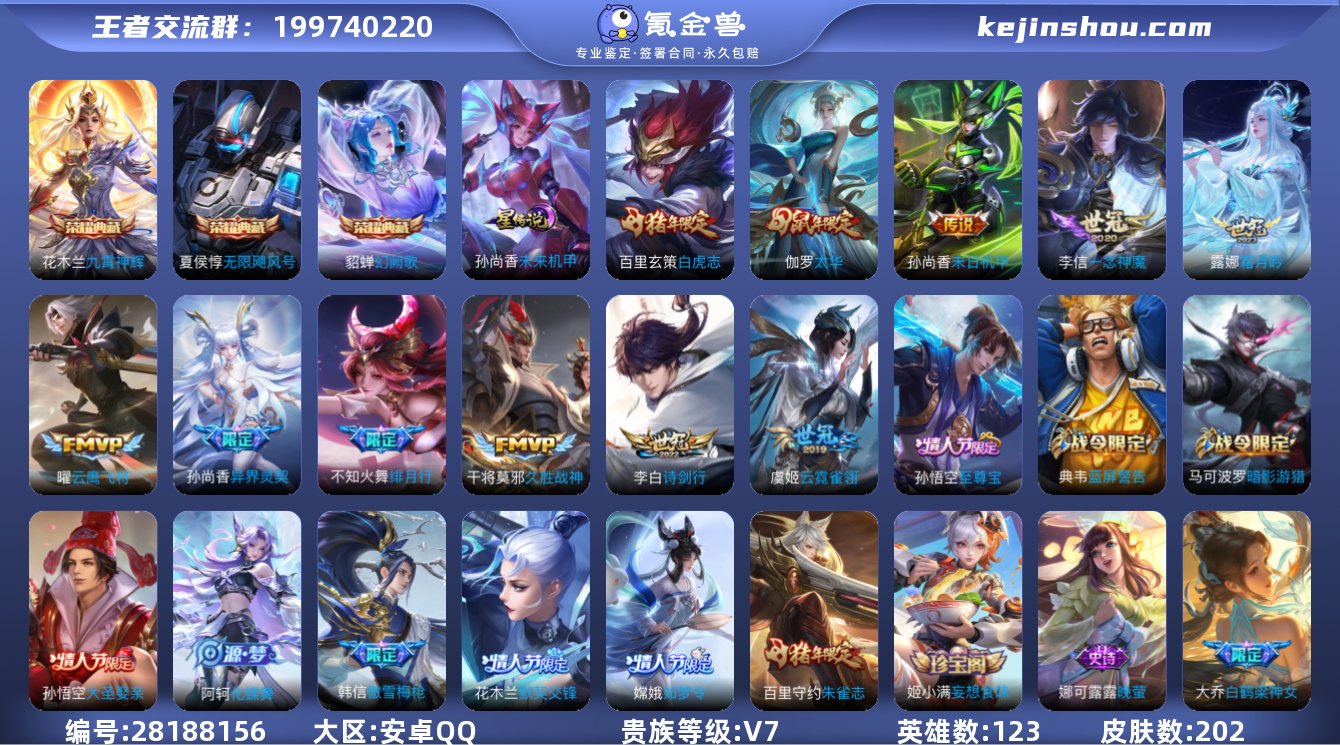 实名:可修改 英雄数:123 皮肤数:20...