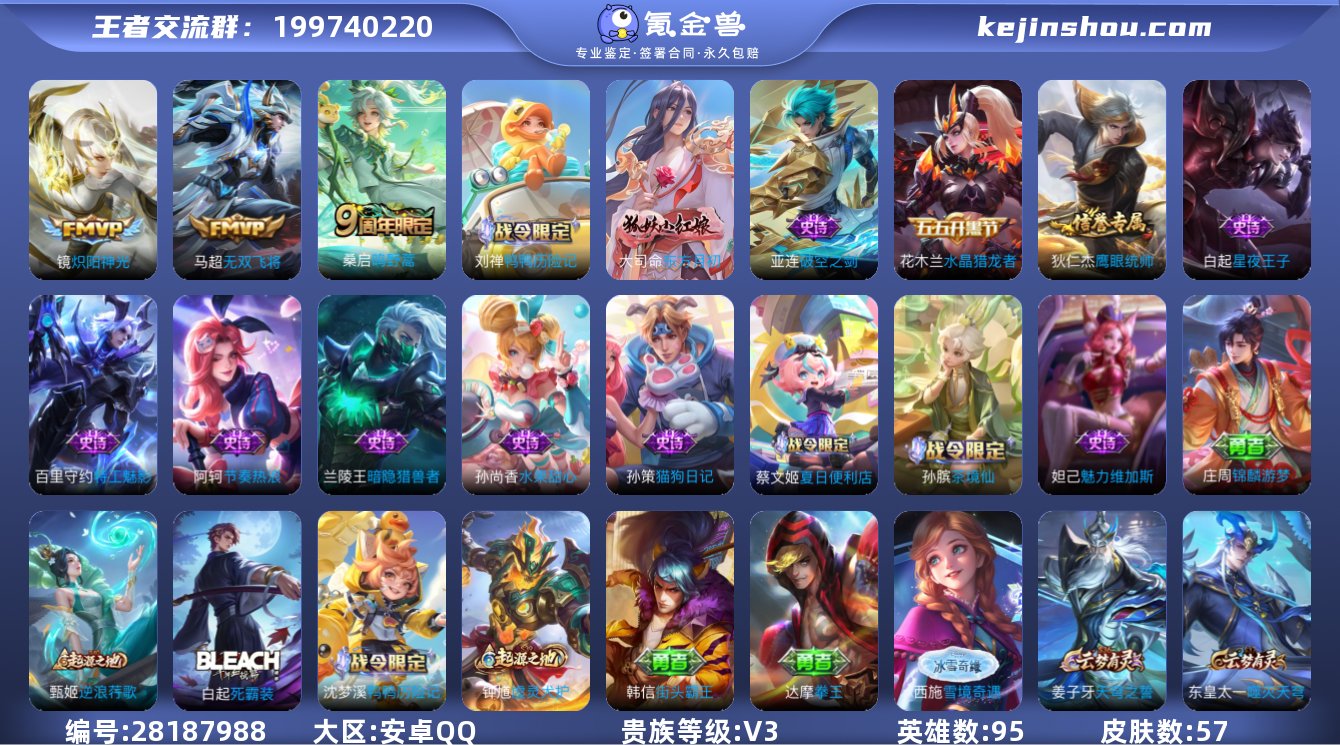 实名:可修改 英雄数:95 皮肤数:57 ...