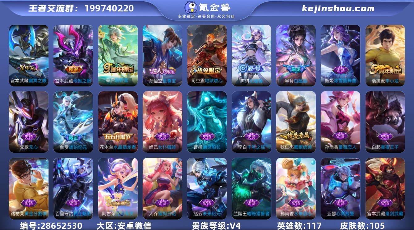 实名:可修改 贵族等级:V4 英雄数:11...