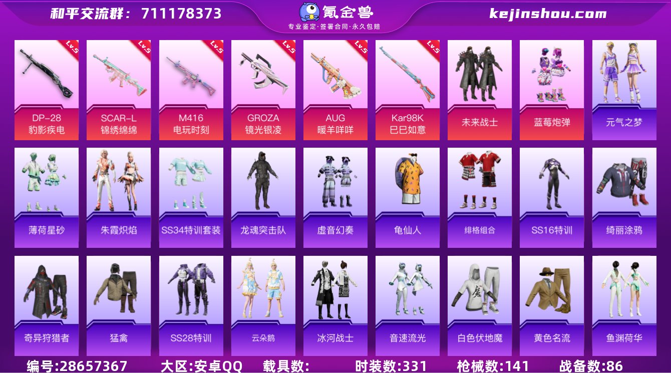 实名:可修改 时装数:331 枪械数:14...