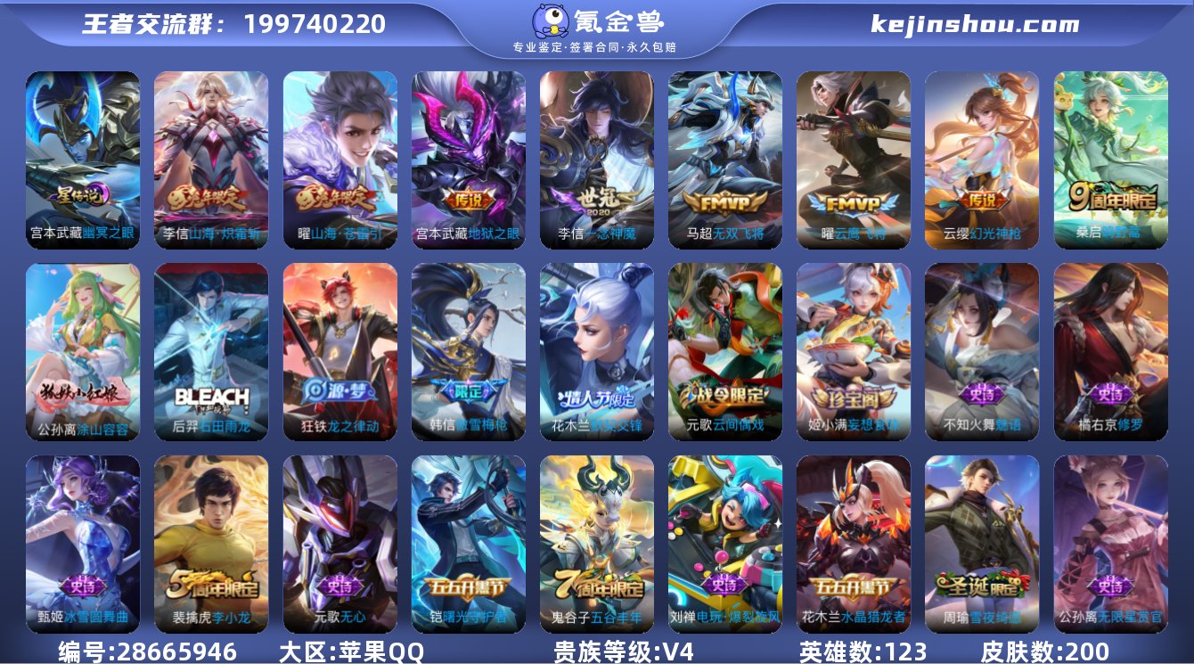 实名:可修改 贵族等级:V4 英雄数:12...