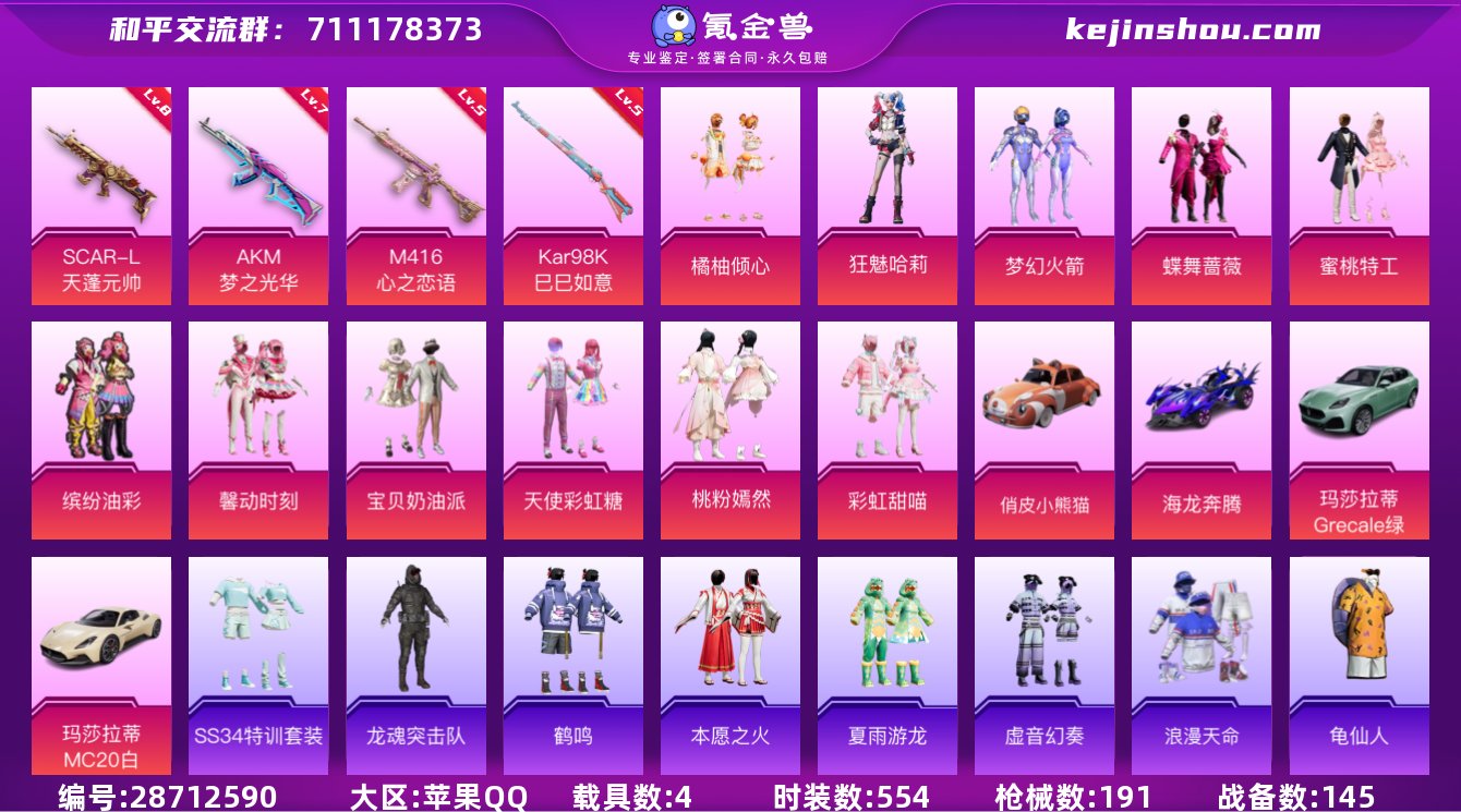 实名:可修改 时装数:554 载具数:4 ...