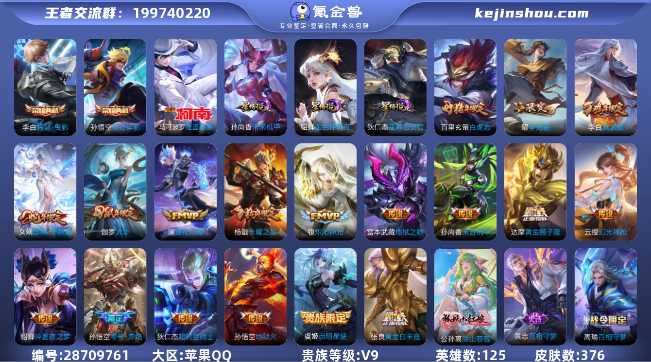 实名:可修改 贵族等级:V9 英雄数:12...