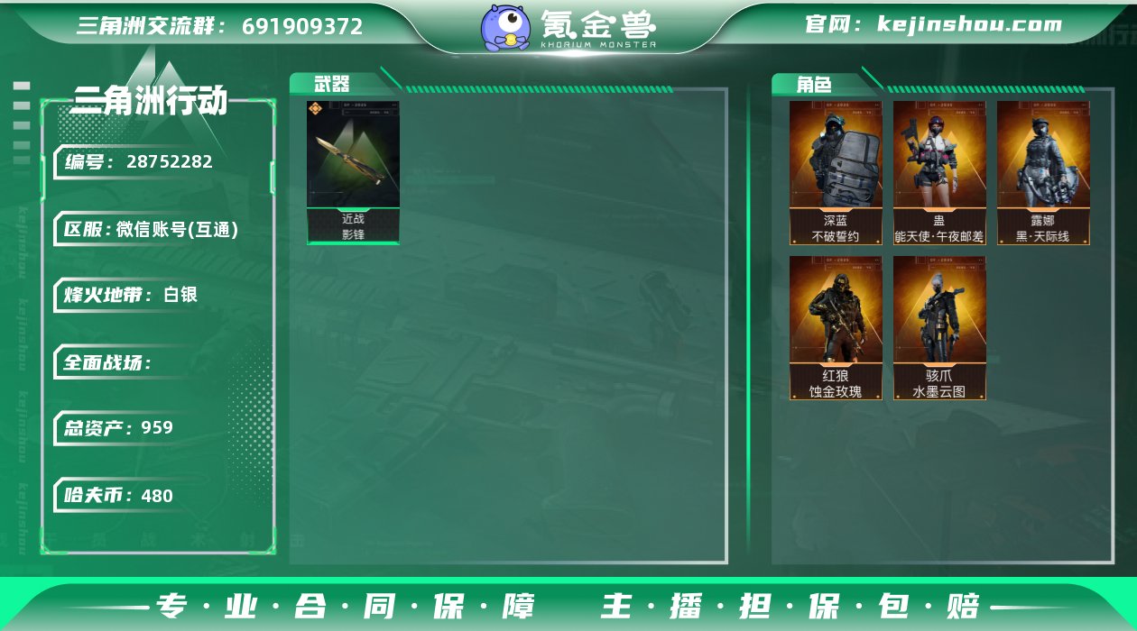 实名:不可修改 总资产:959 哈夫币:4...