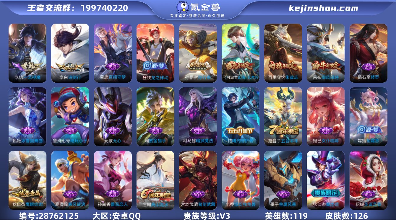 实名:不可修改 贵族等级:V3 英雄数:1...