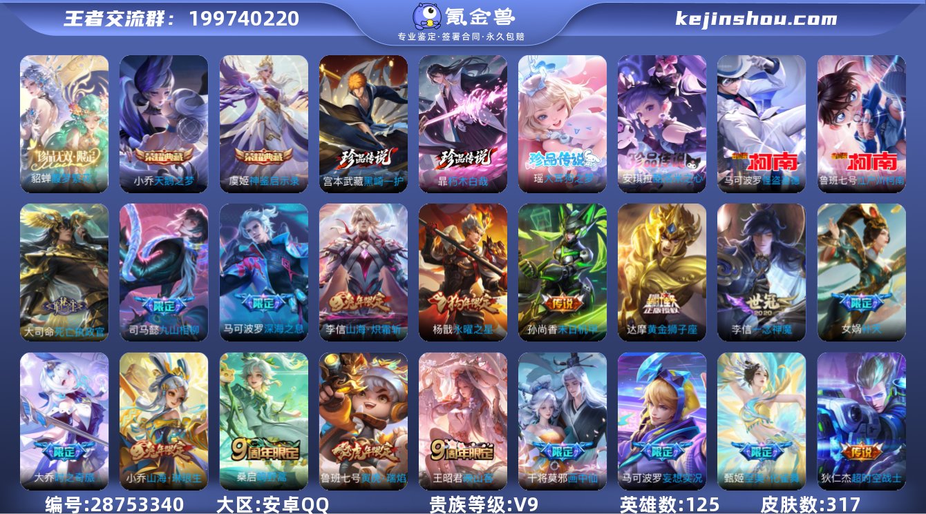 实名:可修改 贵族等级:V9 英雄数:12...