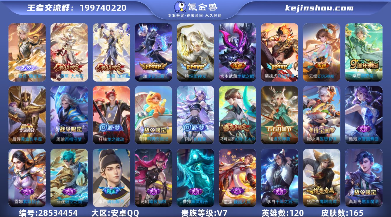 【165皮肤1无双9传说1星元11按键】安...