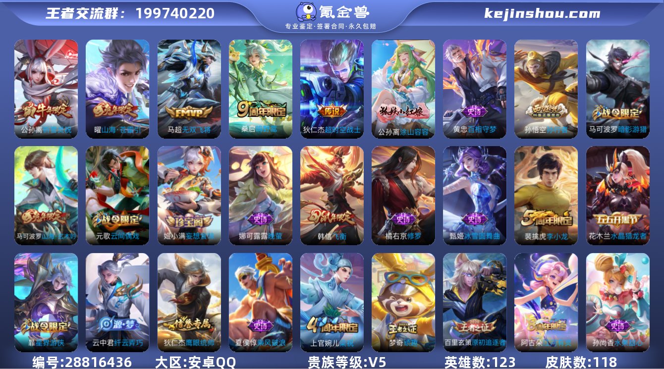 实名:可修改 贵族等级:V5 英雄数:12...