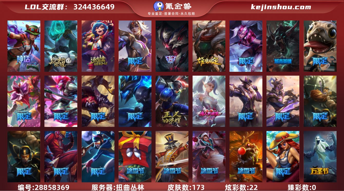 实名:不可修改 皮肤数:173 炫彩数:2...