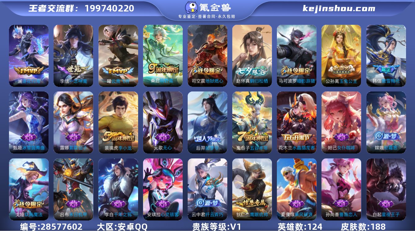 安卓Q-V0-永恒钻石V段位-124英雄-...