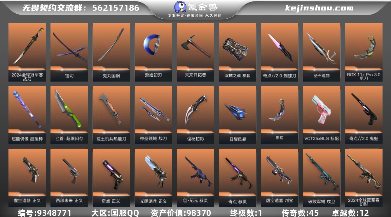 实名:可修改 皮肤资产价值:98370 终...