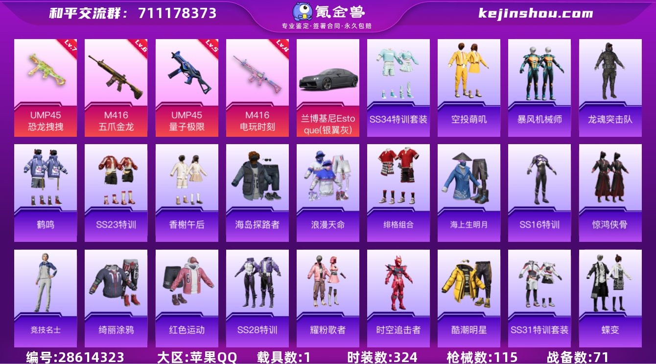 实名:不可修改 时装数:324 载具数:1...