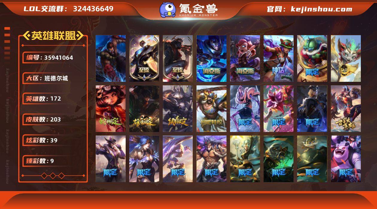 【LDC4169】172英雄/203皮肤/...