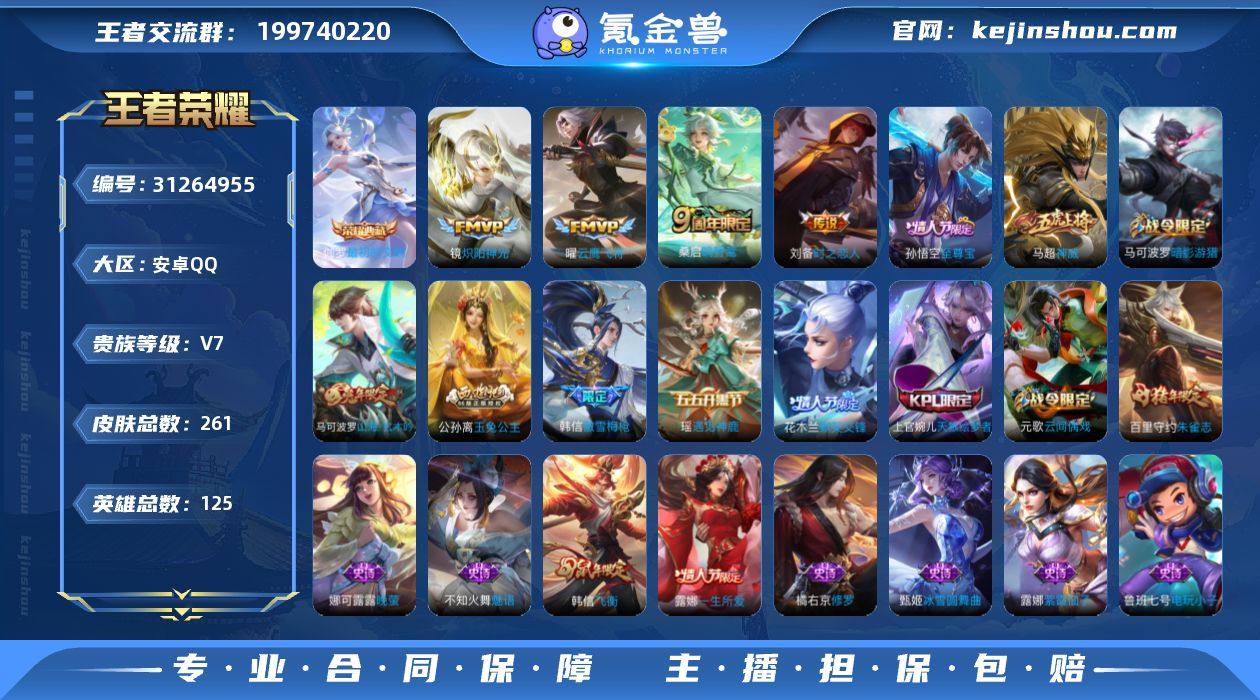 安卓Q-261皮肤-1典藏皮肤-4传说-7...