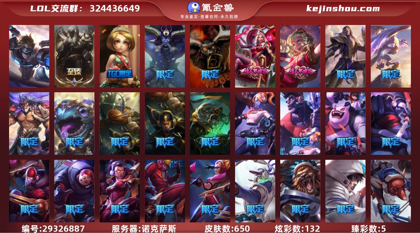 171英雄-650皮肤-132炫彩-段位:...