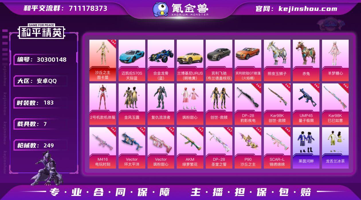 1红装 8粉装 11粉枪 7载具 183套...