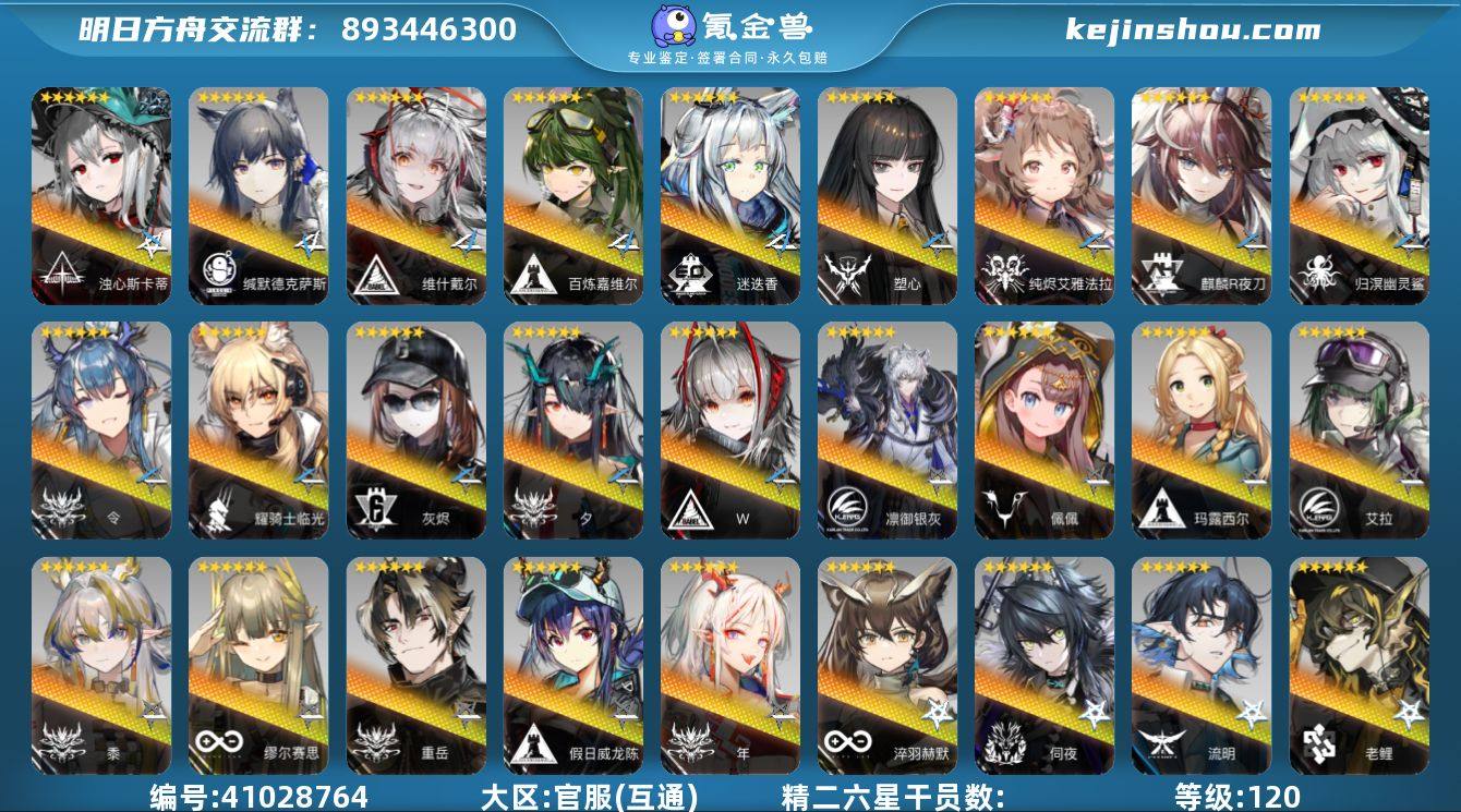 等级: 120 6星干员(限定5潜): 浊...