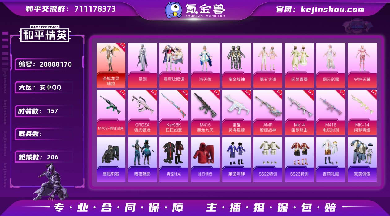 1红装 8粉装 10粉枪 1稀有装备 11...