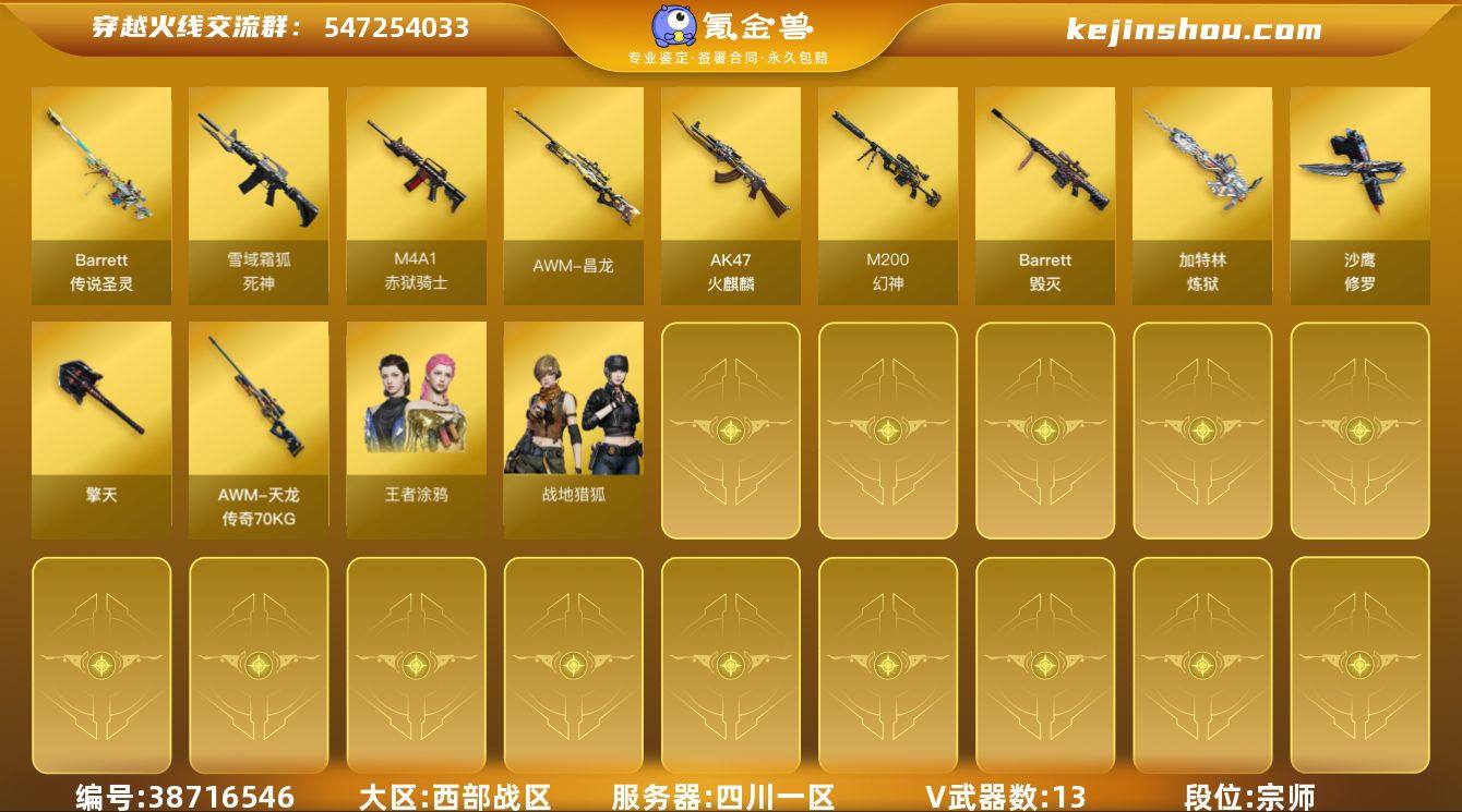 四川一区-14V-1王者武器数-0炫金武器...