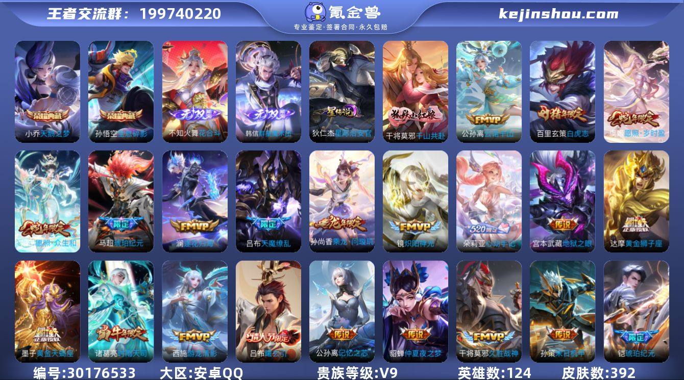 【V9 花合斗392皮肤2典藏2无双1星元...