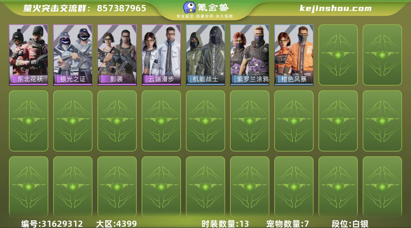 时装数:13 宠物数量:7 赤红棱镜，萤火...