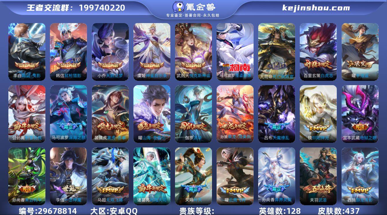 实名: 可修改 王者V10 437皮 6典...