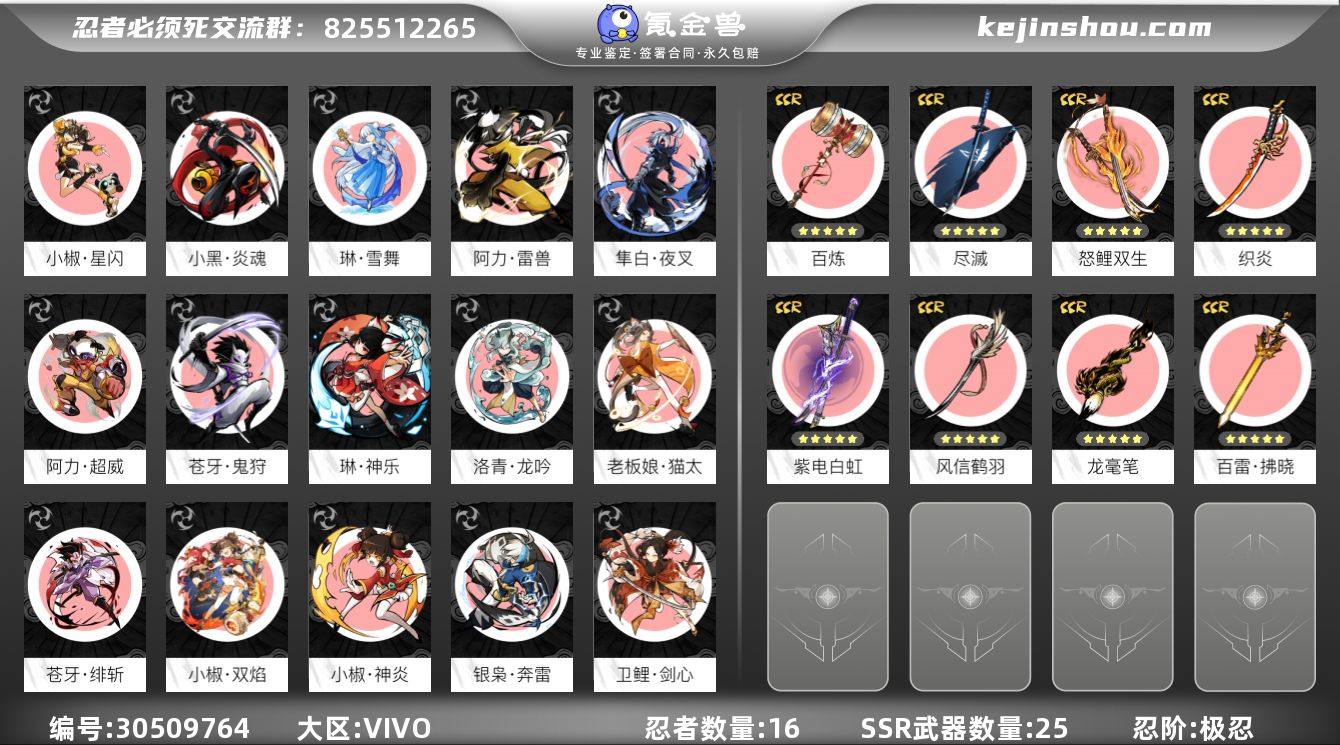 忍阶:极忍 忍者数量:16 一命阿力·超威...