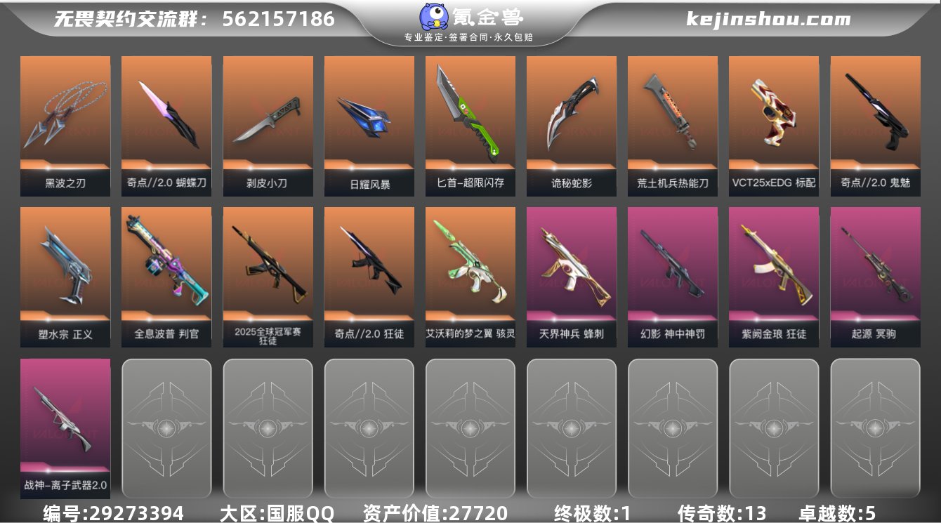 终极数:1 传奇数:13 卓越数:5 皮肤...