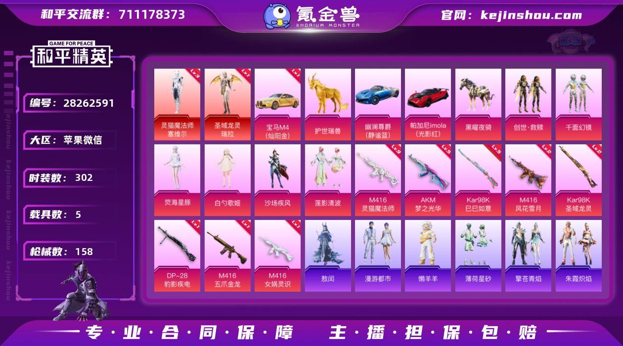 载具数:5 时装数:302 枪械数:158...