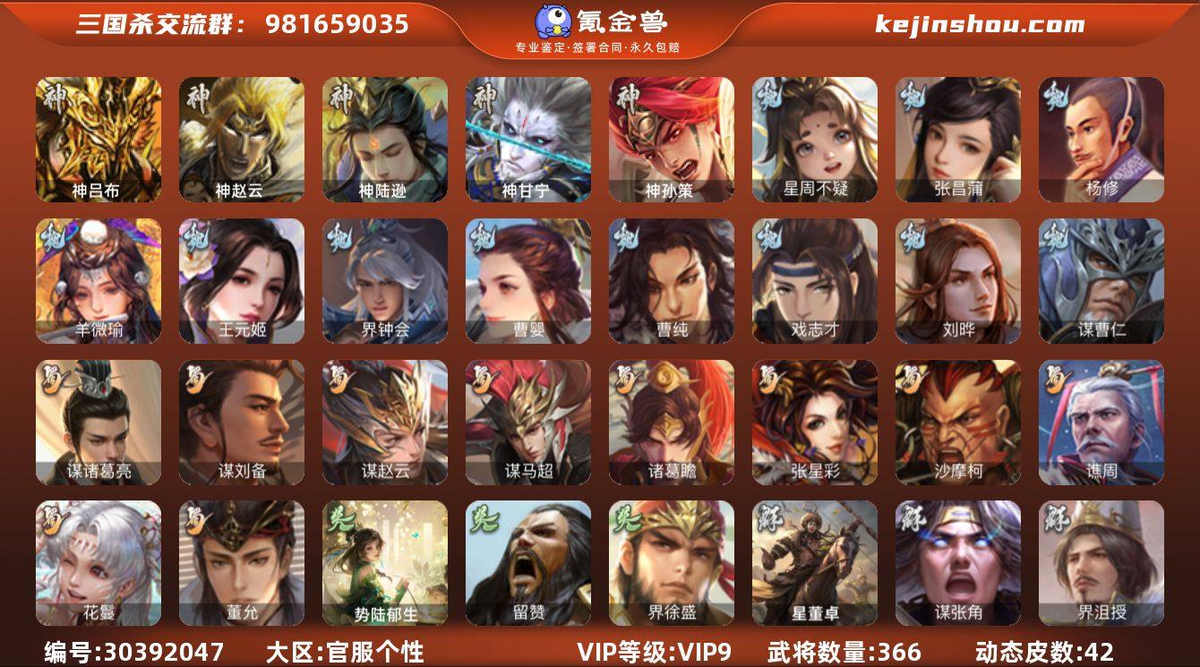 官阶:大将军;VIP等级:VIP9;史诗武...