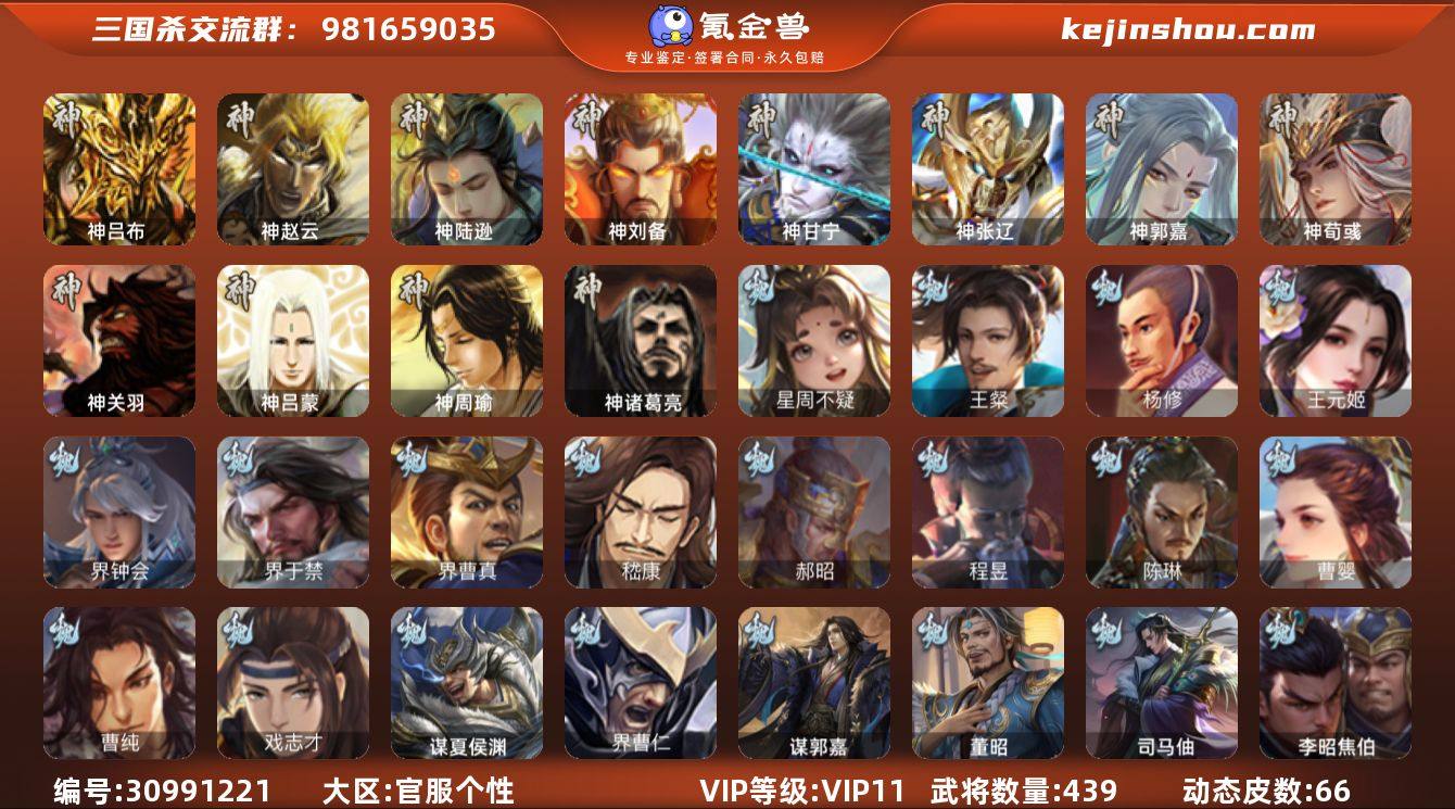 官阶:大将军；VIP等级:VIP11；史诗...