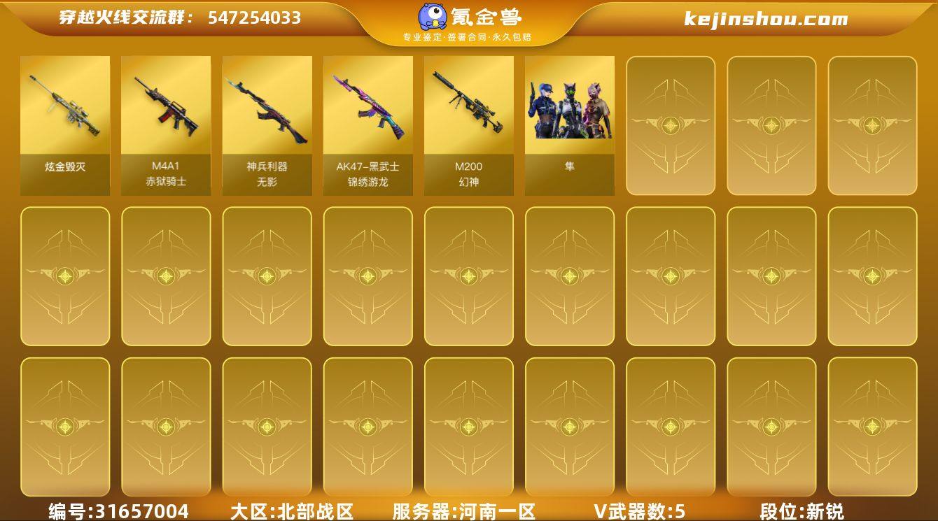 河南一区-6V-0王者武器数-1炫金武器数...