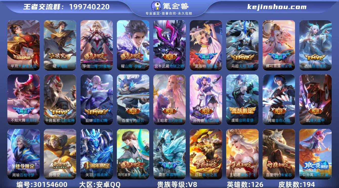 贵族8/皮肤194/典藏1/传说17/史诗...