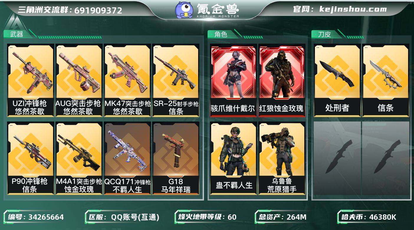 【SJZ5134】总资产264M/哈夫币4...